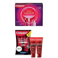 Bundle of Colgate Optic White ComfortFit Teeth Whitening Kit with LED Light and Whitening Pen+ Colgate Optic White Whitening Toothpaste with 5% Hydrogen Peroxide, Stain Prevention, 3 oz Tube, 2 Pack