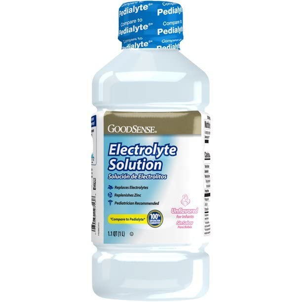 GoodSense Electrolyte Solution, Pediatric Oral Electrolyte Quickly Replenishes Fluids, Zinc, and Electrolytes Lost During Diarrhea and Vomiting, 1 Liter, Unflavored
