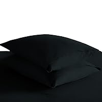 Pizuna 400 Thread Count Cotton-Envelope-Pillow-Cover Queen-Size 2 Pack Black, 100% Long Staple Cotton Soft Sateen Weave Pillow-Covers-with-8inch-Flap