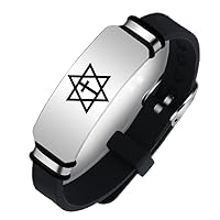 Jewish Star of David Cross Silicone Bracelet Christian Amulet Symbolic Wristband for Israeli Messianic Protection Hexagram Jewelry for Adults Teens, Adjustable