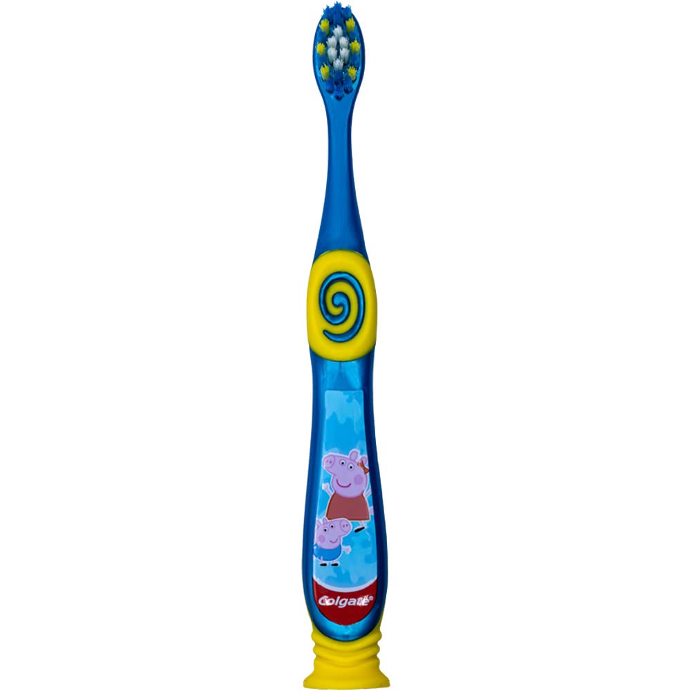 Colgate Kids Toothbrush, Peppa Pig Characters, with Suction Cup for Little Children Ages 2+, Extra Soft (Colors Vary) - 1 Count
