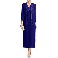 Mother of The Bride Dresses Tea Length Chiffon Mother of The Groom Dresses Jacket