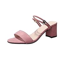 Fashion PU Leather Women High Heels Sandals - Pink, 6