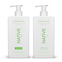 Native Shampoo and Conditioner Contain Naturally Derived Ingredients | All Hair Type Color & Treated From Fine to Dry Damaged, Sulfate & Dye Free - Cucumber & Mint, 16.5 fl oz each (2 pack)