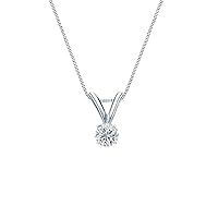 ERAA Jewel 1.0 CT Round Colorless Moissanite Engagement Pendant, Wedding Bridal Pendant, Eternity Sterling Silver Solid Diamond Solitaire -Prong Anniversary Promise Gifts for Her
