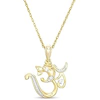 14K Yellow Gold Plated 925 Silver 0.25 CT. T.W. Clear D/VVS1 Diamond Om Symbol With Koi Fish Pendant For Her