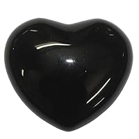 Presents Black Obsidian Puffy Heart Shaped Crystal Stone Natural Palm Stone Crystal Reiki Gemstone Crystal for Gift Decoration Size 4Cm Approx by #Aport-5600