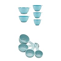 KitchenAid Classic Mixing Bowls, Set of 5, Aqua Sky 2 Measuring Cups, Set Of 4, Aqua Sky