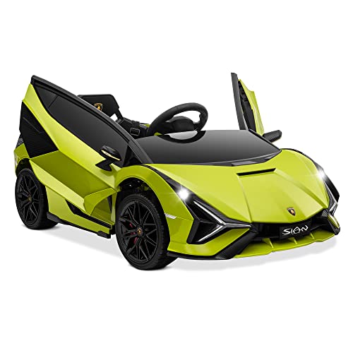 Mua Kidzone Kids Electric Ride On 12V Licensed Lamborghini Sian Roadster  Battery Powered Sports Car Toy with 2 Speeds, Parent Control, Sound System,  LED Headlights & Hydraulic Doors - Pink trên Amazon