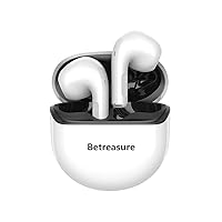 Bluetooth 5.0 Earphones True Wireless Earbuds Mini Stereo Sports Waterproof Headset Low Latency Gaming Headphones with Mic (White)