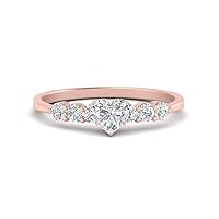 Choose Your Gemstone Round Accented Diamond CZ Ring rose gold plated Heart Shape Side Stone Engagement Rings Matching Jewelry Wedding Jewelry Easy to Wear Gifts US Size 4 to 12