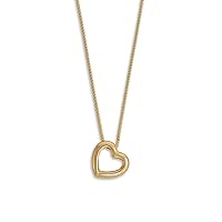 14k Gold Plated 925 Sterling Silver 16 Inch + 2 Inch CZ Lined Floating Love Heart Necklace 16+2 Inch is Finis Jewelry for Women