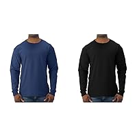 Men's Dri-Power Cotton Blend Long Sleeve Tees, Moisture Wicking, Odor Protection, UPF 30+, Sizes S-3x, Multi-Color Bundle