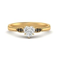 Choose Your Gemstone Milgrain Simple Diamond CZ Ring yellow gold plated Heart Shape Milgrain Engagement Rings Matching Jewelry Wedding Jewelry Easy to Wear Gifts US Size 4 to 12