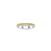 RKC JEWELRY1.00 Ctw Round Cut Lab Created Yellow Sapphire Half Eternity Band Womens Engagement Wedding Ring 14K White Gold Plated