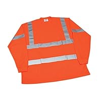Ironwear 1204FR-O-TP-2-MD ANSI Class 3 Flame Retardant Polyester Long Sleeve Crew Neck Safety Shirt with Pocket and 2