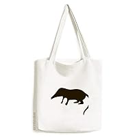 Black Shrew Animal Portrayal Tote Canvas Bag Shopping Satchel Casual Handbag