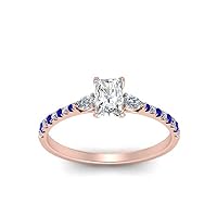 Choose Your Gemstone Pear 3 Stone Cathedral Diamond CZ Ring Rose Gold Plated Radiant Shape Petite Engagement Rings Minimal Modern Design Birthday Gift Wedding Gift US Size 4 to 12