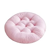 16 Inch Round Chair Seat Pad Thick Tatami Plaid Style Comfortable Floor Seat Cushion Soft Chair Mat for Office Bedroom Living Room Kitchen, Pink