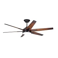 Luminance kathy ireland HOME Rah Eco Ceiling Fan waith LED Light Kit, 60 Inches | Energy Efficient Motor with 6 Blades and Wall Control | Semi Flush Mount with 8-Inch Downrod, Oil Rubbed Bronze