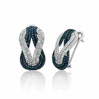 2 Ct Round Lab-Created Blue Topaz & Lab Created Diamond Huggies Earrings 14k White Gold Plated By Elegantbalaji