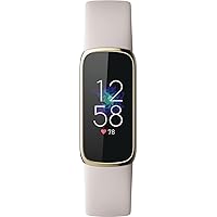 Luxe-Fitness and Wellness-Tracker with Stress Management, Sleep-Tracking and 24/7 Heart Rate, One Size S L Bands Included, Lunar White/Soft Gold Stainless Steel, 1 Count