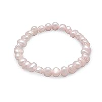 Pink Freshwater Cultured Pearl Stretch Bracelet Pearls Range In Size From 6mm 8mm. Jewelry for Women
