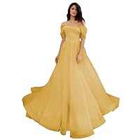 Off Shoulder Tulle Prom Dresses for Women Long Pleated Ball Gown Puffy Bodycon Evening Balll Gown BD491