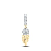 Jewels By Lux 10K Yellow Gold Mens Round Diamond Mic Microphone Charm Pendant 3/4 Cttw