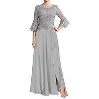 Mother of The Bride Dresses with Sleeves Long Evening Dresses for Women Lace Chiffon Formal Gowns