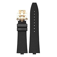 Quick Disassembly Fluororubber Watch Strap for Vacheron Constantin VC Series 4500V 5500V 7900V Convex Interface 7mm Watchband (Color : Black-Gold-B, Size : 24-7mm)