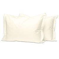 Pizuna 400 Thread Count Cotton-Pillow-Shams-Queen Size 2 Pack, 100% Long Staple Cotton Soft Sateen Weave Breathable Pillow Shams 21x29 (Ivory) - Machine Washable