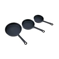 3pcs Doll House Miniature Metal Frying Pans Cooking Pot Cookware Kitchen Accessory(Black) Doll House Accessories