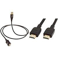 Amazon Basics USB 2.0 Extension Cable - A-Male to A-Female Adapter Cord - 9.8 Feet (3 Meters), Black & High-Speed 4K HDMI Cable - 10 Feet