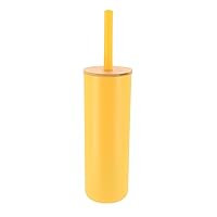 Yellow Toilet Brush and Holder Set Padang with Bamboo Top - Stylish Bathroom Cleaning Solution for Modern Homes