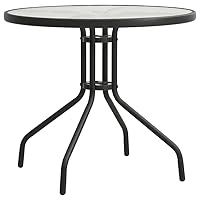 vidaXL Modern Bistro Table - Anthracite Outdoor Table with Tempered Glass Top and Steel Frame - Perfect for Patio, Garden, Balcony - Diameter 31.5