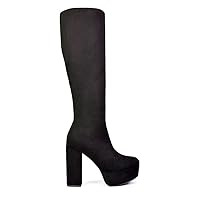 Womens Platform Knee High Boot Ladies Chunky Block Heeled Party Shoes Size 5-10