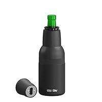Asobu Frosty Beer Holder 2 Go Vacuum Insulated Double Walled Stainless Steel Beer Can and Bottle Cooler with Beer Opener Eco Friendly and Bpa Free (black)