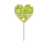 Cute Blue Green White Japan Toothpick Flags Heart Lable Cupcake Picks