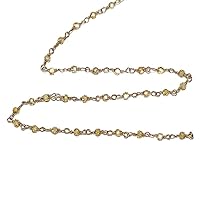 Zircon Lemon 3MM Faceted Rondelle Gemstone Beaded Rosary Chain by Foot For Jewelry Making - 24K Gold Plated Over Silver Handmade Beaded Chain Connectors - Wire Wrapped Bead Chain Necklaces