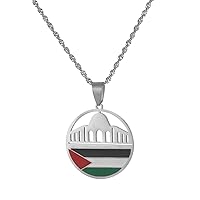 Stainless Steel Al-Aqsa Mosque And Palestine Pendant Necklaces For Women Men