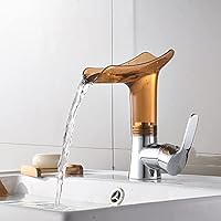 Faucets,Colorful Basin Faucets Waterfall Bathroom Faucet Single Handle Basin Mixer Tap Bath Faucet Solid Acrylic Crane/Brown