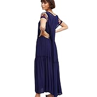 Bohemian Maxi Dress Embroidery V-Neck Tassel Women Dresses Short Sleeve Summer Dress Casual Beach Vestidos