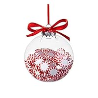 Christmas Peppermint Candy Filled Ornament Ball,Plastic, 4 Inch