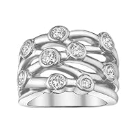 1.50 ct Ladies Round Cut Diamond Anniversary Ring In Bezel Setting in Platinum