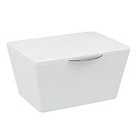 Wenko Decorative Storage Box With Lid for Bathroom Organization, Small Plastic Container For Storage, Small Organizer Basket With Lid, White, 7.48 x 3.94 x 6.10 in