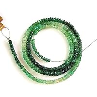 Kashish Gems & Jewels Wholesale Natural Emerald Gemstone Shaded Faceted Beads | Emerald Roundels Beads Necklace | Precious Gemstone | Size 2-3 MM 15
