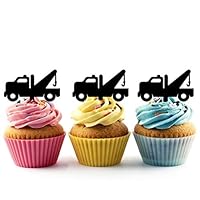 TA0856 Tow Truck Silhouette Party Wedding Birthday Acrylic Cupcake Toppers Decor 10 pcs