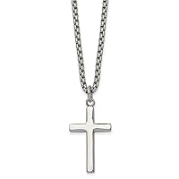 15.1mm Chisel Stainless Steel Polished Religious Faith Cross Pendant a Box Chain Necklace 24 Inch Jewelry for Women