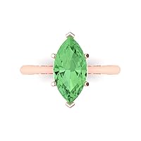 Clara Pucci 2.6 ct Marquise Cut Solitaire Green Simulated Diamond Classic Anniversary Promise Bridal ring Solid 18K Rose Gold for Women